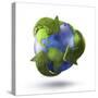 3D Rendering of Planet Earth Surrounded by the Recycle Symbol-null-Stretched Canvas