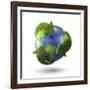 3D Rendering of Planet Earth Surrounded by the Recycle Symbol-null-Framed Art Print