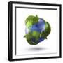 3D Rendering of Planet Earth Surrounded by the Recycle Symbol-null-Framed Art Print