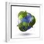 3D Rendering of Planet Earth Surrounded by the Recycle Symbol-null-Framed Art Print