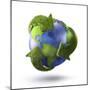 3D Rendering of Planet Earth Surrounded by the Recycle Symbol-null-Mounted Art Print