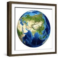 3D Rendering of Planet Earth with Clouds, Centered On Asia-Stocktrek Images-Framed Photographic Print