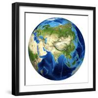 3D Rendering of Planet Earth with Clouds, Centered On Asia-Stocktrek Images-Framed Photographic Print