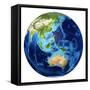 3D Rendering of Planet Earth with Clouds, Oceania View-Stocktrek Images-Framed Stretched Canvas