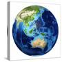 3D Rendering of Planet Earth with Clouds, Oceania View-Stocktrek Images-Stretched Canvas