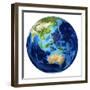 3D Rendering of Planet Earth with Clouds, Oceania View-Stocktrek Images-Framed Photographic Print