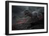 3D Rendering of the Extinction of the Dinosaurs.-Herschel Hoffmeyer-Framed Art Print