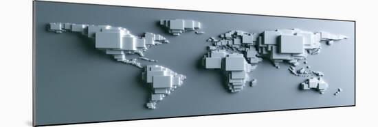 3D Rendering Of The World Made Out Of Blocks-zentilia-Mounted Art Print