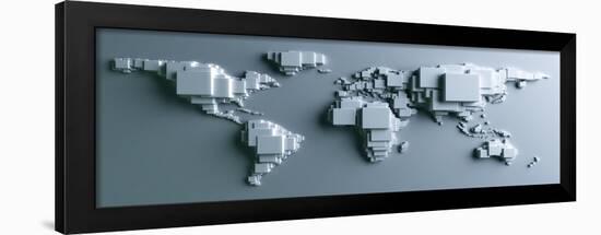 3D Rendering Of The World Made Out Of Blocks-zentilia-Framed Art Print