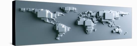 3D Rendering Of The World Made Out Of Blocks-zentilia-Stretched Canvas