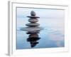 3D Rendering of Zen Stones in Water with Reflection - Peace Balance Meditation Relaxation Concept-f9photos-Framed Photographic Print