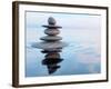 3D Rendering of Zen Stones in Water with Reflection - Peace Balance Meditation Relaxation Concept-f9photos-Framed Photographic Print