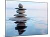 3D Rendering of Zen Stones in Water with Reflection - Peace Balance Meditation Relaxation Concept-f9photos-Mounted Photographic Print