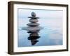 3D Rendering of Zen Stones in Water with Reflection - Peace Balance Meditation Relaxation Concept-f9photos-Framed Photographic Print