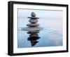 3D Rendering of Zen Stones in Water with Reflection - Peace Balance Meditation Relaxation Concept-f9photos-Framed Photographic Print