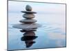 3D Rendering of Zen Stones in Water with Reflection - Peace Balance Meditation Relaxation Concept-f9photos-Mounted Photographic Print
