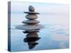 3D Rendering of Zen Stones in Water with Reflection - Peace Balance Meditation Relaxation Concept-f9photos-Stretched Canvas