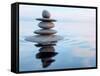 3D Rendering of Zen Stones in Water with Reflection - Peace Balance Meditation Relaxation Concept-f9photos-Framed Stretched Canvas