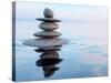 3D Rendering of Zen Stones in Water with Reflection - Peace Balance Meditation Relaxation Concept-f9photos-Stretched Canvas