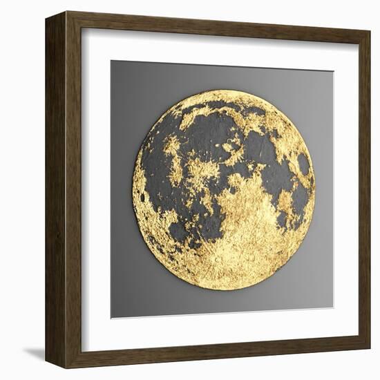 3D Wall Art Picture Modern Moon Gold-deckorator-Framed Art Print