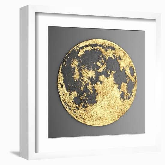 3D Wall Art Picture Modern Moon Gold-deckorator-Framed Art Print