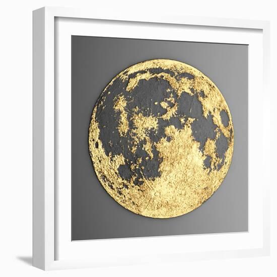 3D Wall Art Picture Modern Moon Gold-deckorator-Framed Art Print