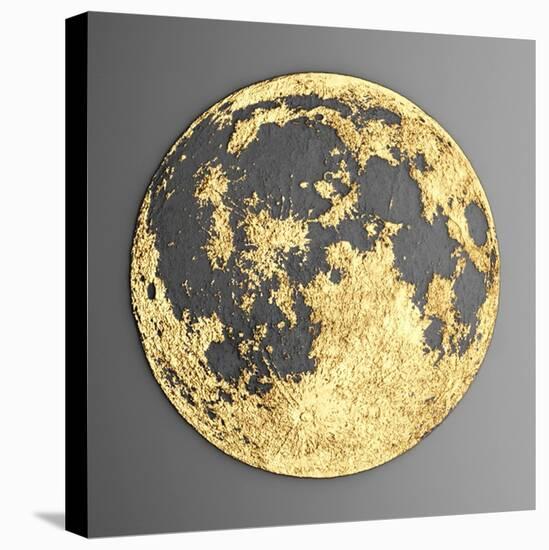 3D Wall Art Picture Modern Moon Gold-deckorator-Stretched Canvas