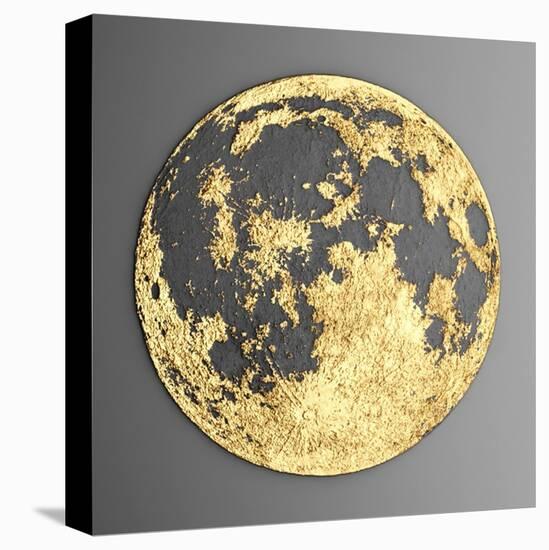 3D Wall Art Picture Modern Moon Gold-deckorator-Stretched Canvas