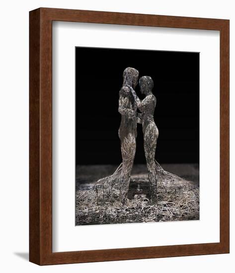 3D Wire Made Couple-null-Framed Art Print