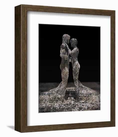 3D Wire Made Couple-null-Framed Art Print