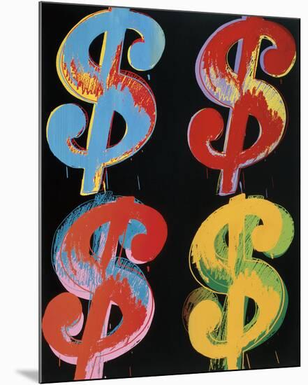 $4, 1982 (blue, red, orange, yellow)-Andy Warhol-Mounted Art Print