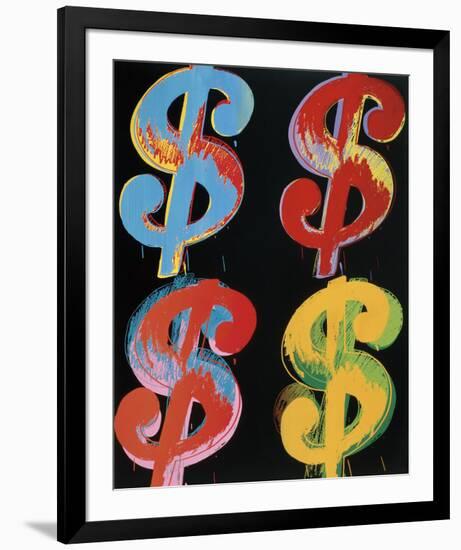 $4, 1982 (blue, red, orange, yellow)-Andy Warhol-Framed Art Print