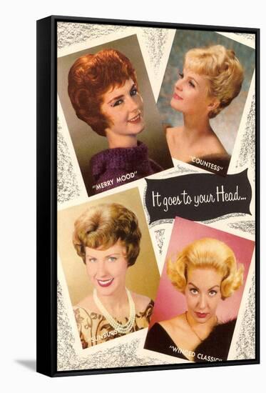 4 60's Hair Styles, Retro-null-Framed Stretched Canvas