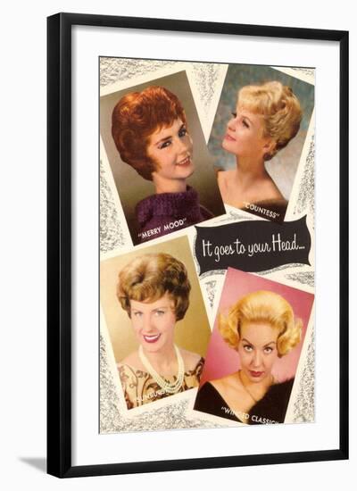 4 60's Hair Styles, Retro-null-Framed Art Print