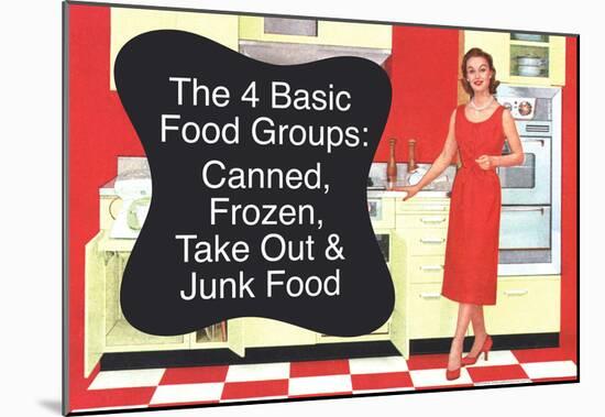 4 Basic Food Groups Canned Frozen Take Out Junk Funny Art Poster Print-null-Mounted Poster