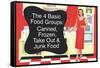 4 Basic Food Groups Canned Frozen Take Out Junk Funny Art Poster Print-Ephemera-Framed Stretched Canvas