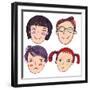 4 Cartoon Faces-smilewithjul-Framed Art Print