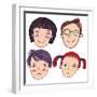 4 Cartoon Faces-smilewithjul-Framed Art Print