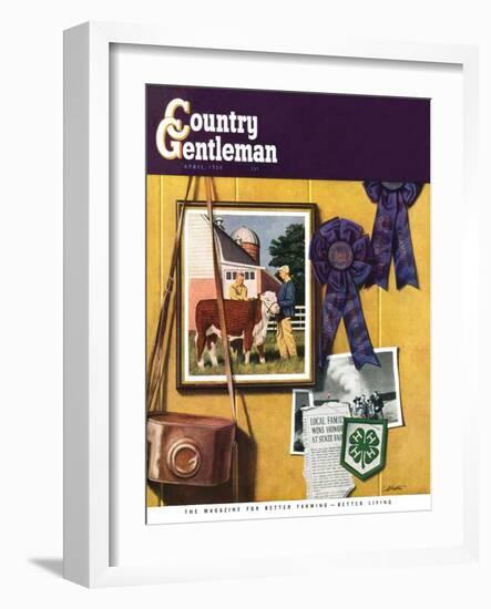 "4-H Momentos," Country Gentleman Cover, April 1, 1950-John Atherton-Framed Giclee Print