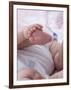 4 Month Old Baby Girl Holding Her Foot-Amanda Hall-Framed Photographic Print