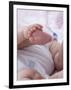 4 Month Old Baby Girl Holding Her Foot-Amanda Hall-Framed Photographic Print