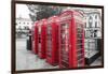 4 red telephone boxes, London, England, UK-Jon Arnold-Framed Photographic Print