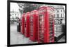 4 red telephone boxes, London, England, UK-Jon Arnold-Framed Photographic Print