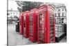 4 red telephone boxes, London, England, UK-Jon Arnold-Stretched Canvas