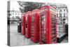 4 red telephone boxes, London, England, UK-Jon Arnold-Stretched Canvas