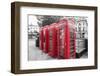 4 red telephone boxes, London, England, UK-Jon Arnold-Framed Photographic Print