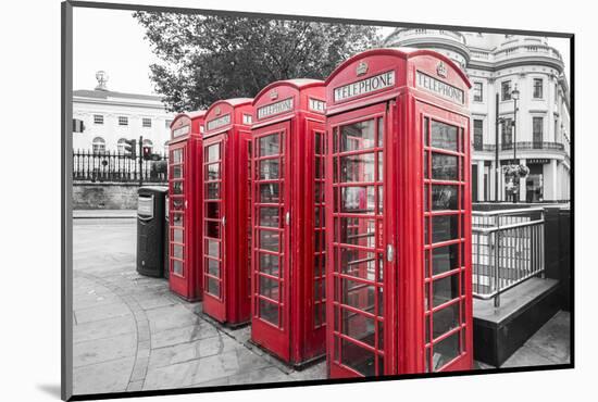 4 red telephone boxes, London, England, UK-Jon Arnold-Mounted Photographic Print