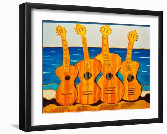 4 strung guitars on a beach, 2007-Timothy Nathan Joel-Framed Giclee Print