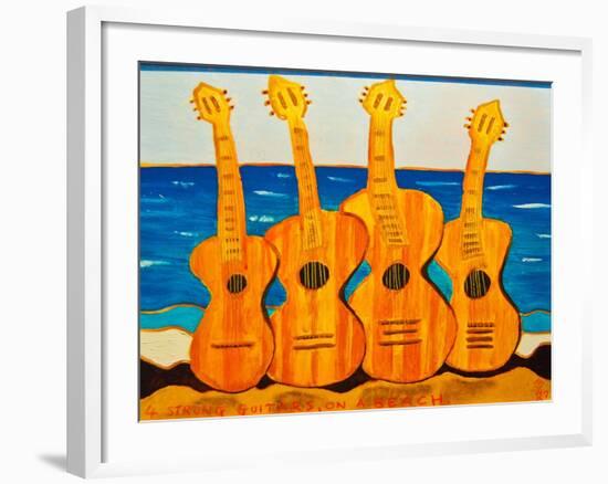 4 strung guitars on a beach, 2007-Timothy Nathan Joel-Framed Giclee Print