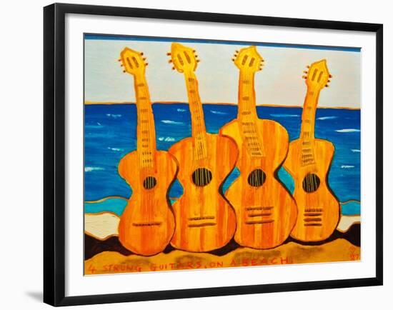 4 strung guitars on a beach, 2007-Timothy Nathan Joel-Framed Giclee Print